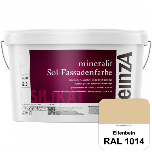 einzA mineralit Sol Fassadenfarbe (RAL 1014 Elfenbein) mineralische Fassadenfarbe mit Sol-Silikat Te
