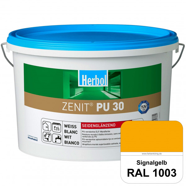Zenit PU 30 (RAL 1003 Signalgelb) seidenglänzende und strapazierfähige PU-Wandfarbe