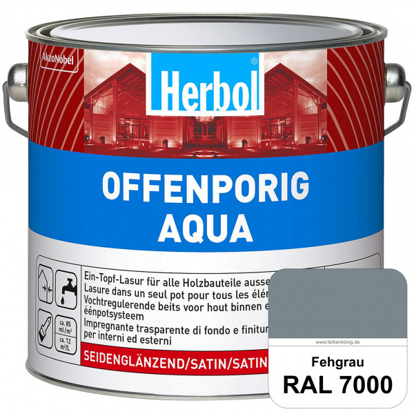 Offenporig Aqua (RAL 7000 Fehgrau) Wasserverdünnbar & hochwertige Ein-Topf-Holzlasur - Feuchteschutz