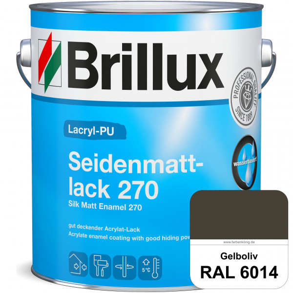 Lacryl-PU Seidenmattlack 270 (RAL 6014 Gelboliv) PU-verstärkt (wasserbasiert) für außen und innen