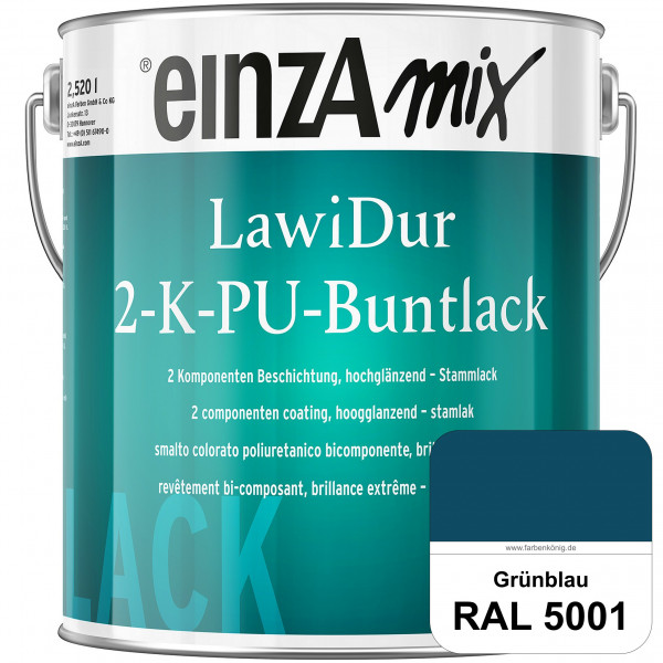 einzA LawiDur 2-K-PU-Buntlack - Hochglanz (RAL 5001 Grünblau)