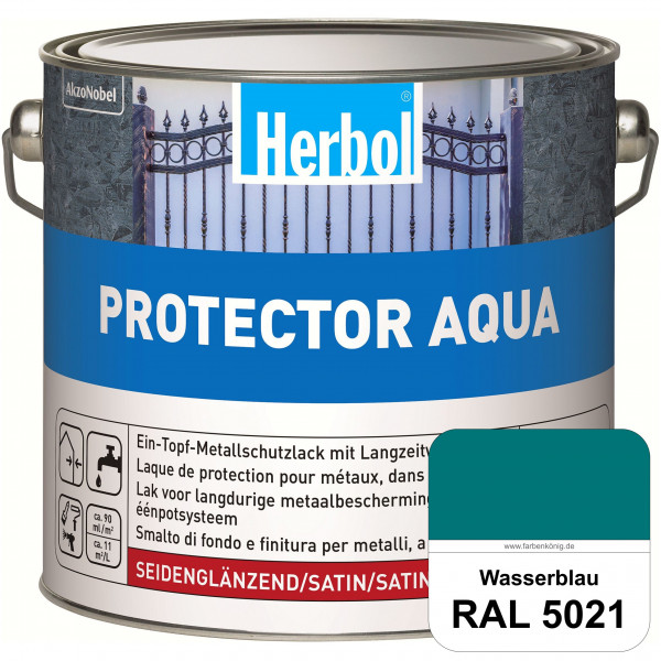 Protector Aqua (RAL 5021 Wasserblau) Lack für Eisen, Stahl und NE-Metalle (Innen&Außen)