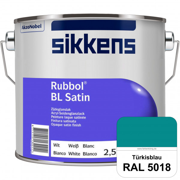 Rubbol BL Satin (RAL 5018 Türkisblau) hochelastischer & seidenglänzender Lack (wasserbasiert) innen