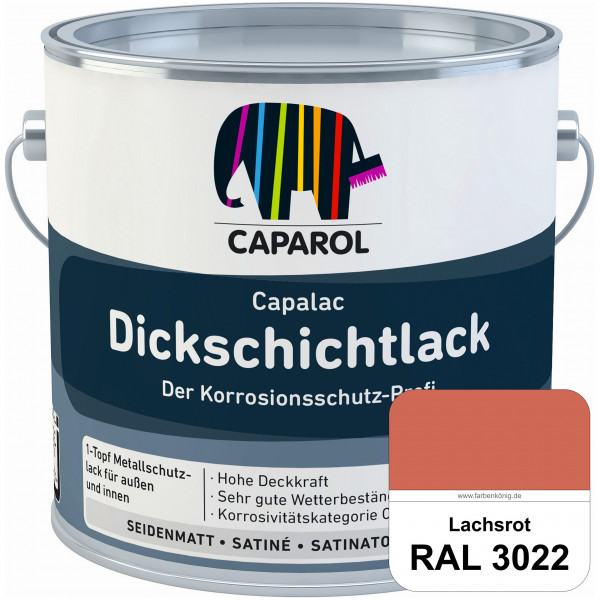 Capalac Dickschichtlack (RAL 3022 Lachsrot) 1-Topf Metallschutzlack (löselmittelhaltig) innen & auße