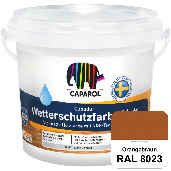 Capadur Wetterschutzfarbe Matt (RAL 8023 Orangebraun) matte Holzfarbe mit NQG-Technologie für außen