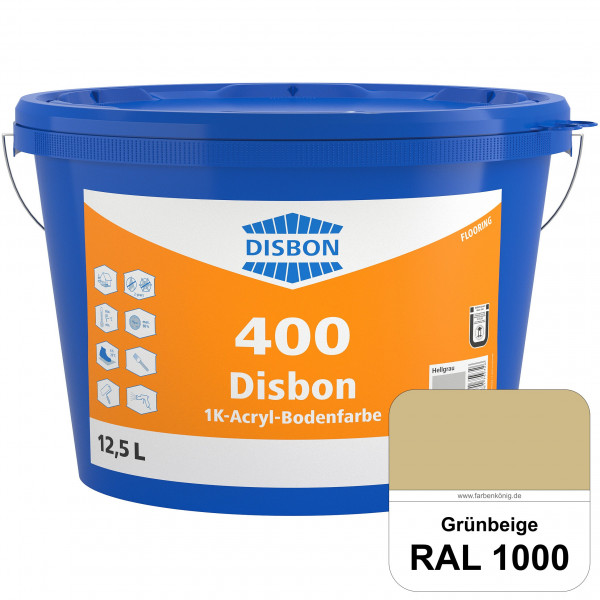 Disbon 400 1K-Acryl-Bodenfarbe (RAL 1000 Grünbeige) Dispersionsbeschichtung für mineralische Bodenfl