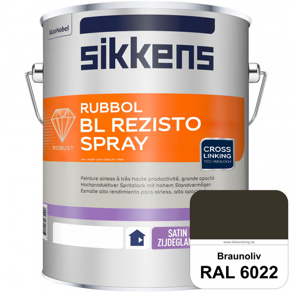 Rubbol BL Rezisto Spray (RAL 6022 Braunoliv) Hochwertiger, strapazierfähiger Airlesslack für (innen)