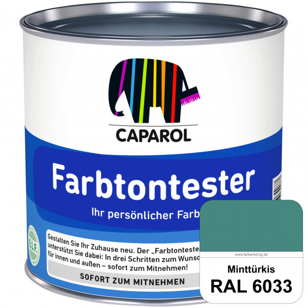 Farbtontester (RAL 6033 Minttürkis) Individuell abgetönte Dispersionsfarbe zum Anlegen von Farbtonmu
