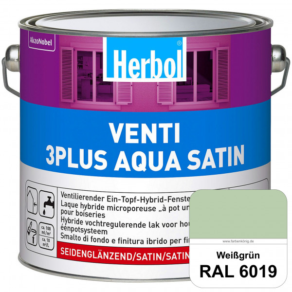 Venti 3Plus Aqua Satin (RAL 6019 Weißgrün) wasserbasierter & feuchtigkeitregulierender Ein-Topf-Fens