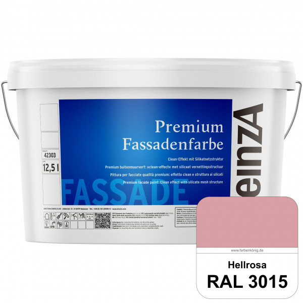 einzA Premium Fassadenfarbe (RAL 3015 Hellrosa) Hochwertige Fassadenfarbe mit Clean-Effekt