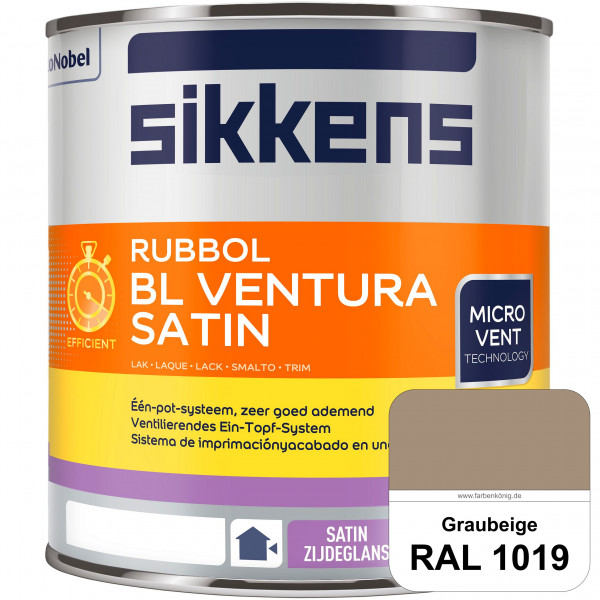 Rubbol BL Ventura Satin (RAL 1019 Graubeige) Seidenglanzlack (wasserbasiert) Fenster außen