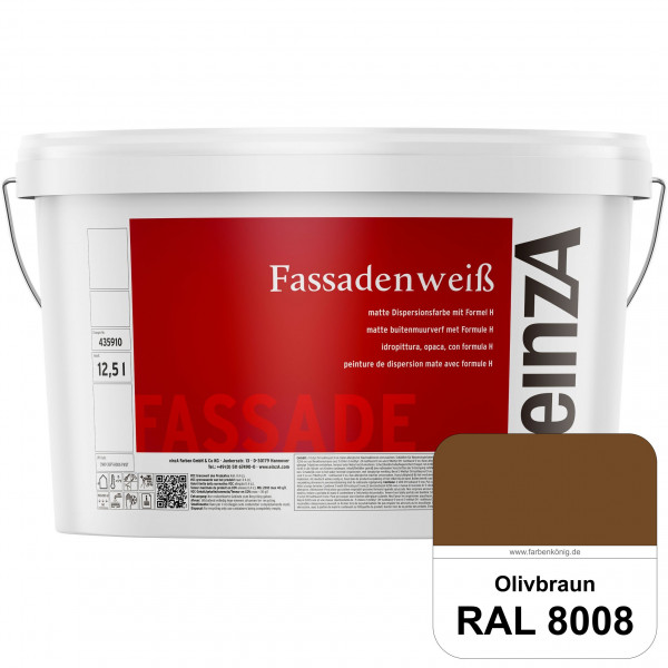 einzA Fassadenweiß (RAL 8008 Olivbraun) Sil-Fassadenfarbe gegen Schmutz & Vergrünung