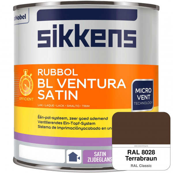 Rubbol BL Ventura Satin NEU (RAL 8028 Terrabraun) Seidenglanzlack (wasserbasiert) Fenster außen