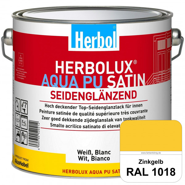 Herbolux Aqua PU Satin (RAL 1018 Zinkgelb) Wasserverdünnbarer Top-PU-Seidenglanzlack (Innen)