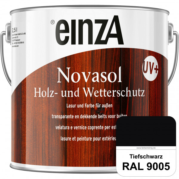 einzA Novasol HW Lasur (RAL 9005 Tiefschwarz) Lasierender Wetterschutz für außen