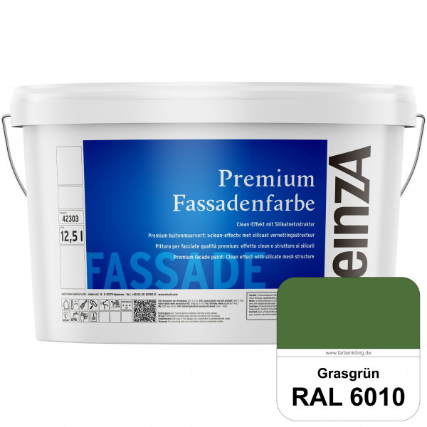 einzA Premium Fassadenfarbe (RAL 6010 Grasgrün) Hochwertige Fassadenfarbe mit Clean-Effekt