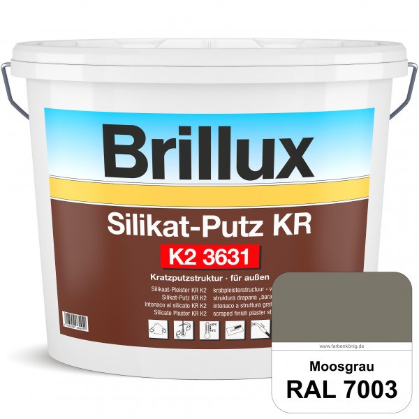 Silikat-Putz KR K2 3631 (RAL 7003 Moosgrau) Dekorativer Kratzputz auf Silikatbasis