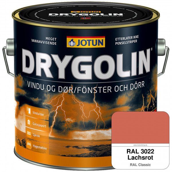 DRYGOLIN Vindu og Dør - wetterbeständige Holzschutzfarbe für Außen (RAL 3022 Lachsrot)