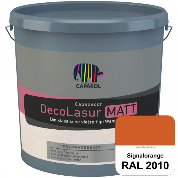 Capadecor DecoLasur Matt (RAL 2010 Signalorange) Matte Lasurfarbe auf Dispersionsbasis (innen)