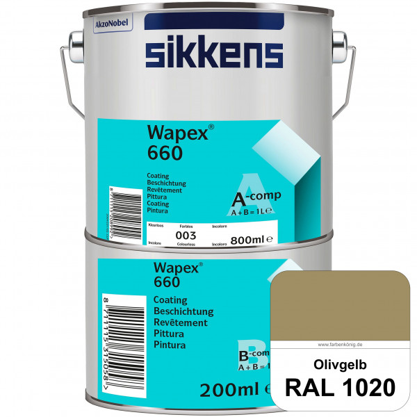 Wapex 660 Set (RAL 1020 Olivgelb) seidenglänzende 2K-Epoxidharzlack für Böden & Wände (innen)