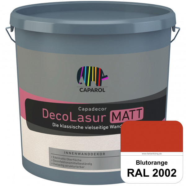Capadecor DecoLasur Matt (RAL 2002 Blutorange) Matte Lasurfarbe auf Dispersionsbasis (innen)