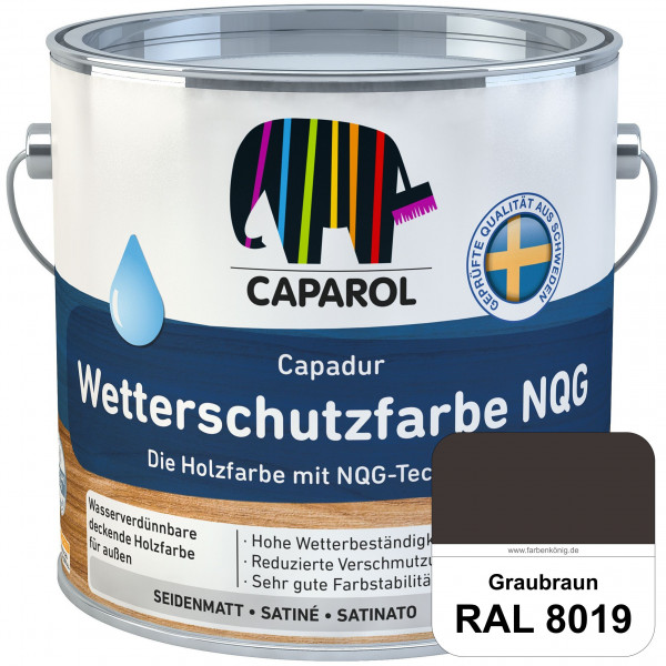 Capadur Wetterschutzfarbe NQG (RAL 8019 Graubraun) Holzfarbe mit NQG-Technologie wasserbasiert für a