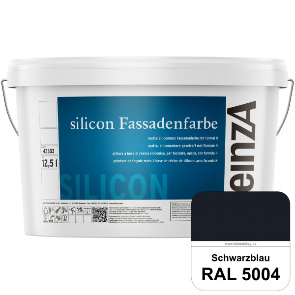 einzA silicon Fassadenfarbe (RAL 5004 Schwarzblau) Hochwertige Siliconharz-Fassadenfarbe