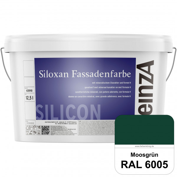 einzA Siloxan Fassadenfarbe (RAL 6005 Moosgrün) Siliconvergütete Fassadenfarbe
