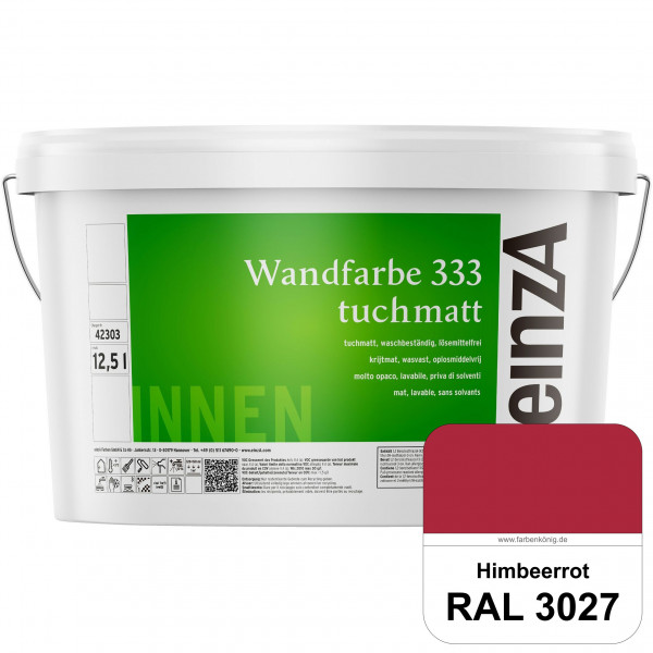 einzA Wandfarbe 333 tuchmatt (RAL 3027 Himbeerrot) Hochdeckende, waschbeständige Wandfarbe