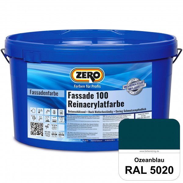 Fassade 100 Reinacrylatfarbe (RAL 5020 Ozeanblau)