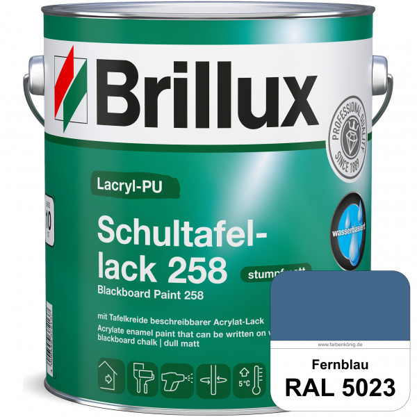 Lacryl-PU Schultafellack 258 (RAL 5023 Fernblau) wasserbasierter und matter Schultafellack (innen)