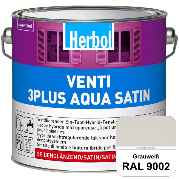 Venti 3Plus Aqua Satin (RAL 9002 Grauweiß) wasserbasierter & feuchtigkeitregulierender Ein-Topf-Fens