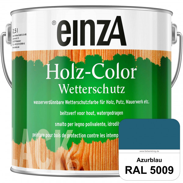 einzA Holz-Color (RAL 5009 Azurblau) Wetterschutzfarbe für außen