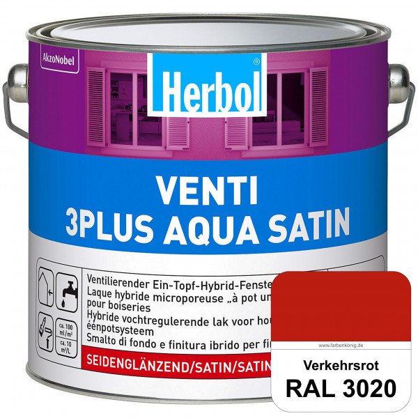 Venti 3Plus Aqua Satin (RAL 3020 Verkehrsrot) wasserbasierter & feuchtigkeitregulierender Ein-Topf-F