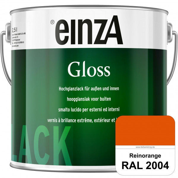einzA Gloss (RAL 2004 Reinorange) Hochwertiger Alkydharzlack in Premium-Qualität, hochglänzend.