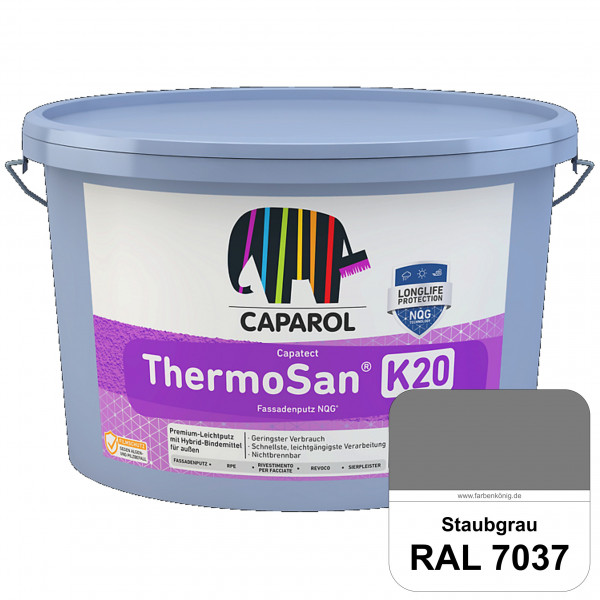 Capatect ThermoSan® Fassadenputz NQG® (R 20) (RAL 7037 Staubgrau) Reibeputz-Struktur in Körnung 2 mm
