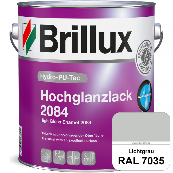 Hydro-PU-Tec Hochglanzlack 2084 (RAL 7035 Lichtgrau) wasserbasierter Hochglanzlack für Holz, Zink, A