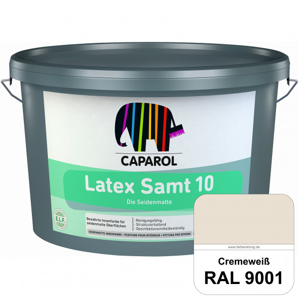 Latex Samt 10 (RAL 9001 Cremeweiß) beanspruchbare seidenmatte Latexfarbe (Innen)