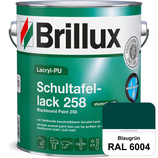 Lacryl-PU Schultafellack 258 (RAL 6004 Blaugrün) wasserbasierter und matter Schultafellack (innen)