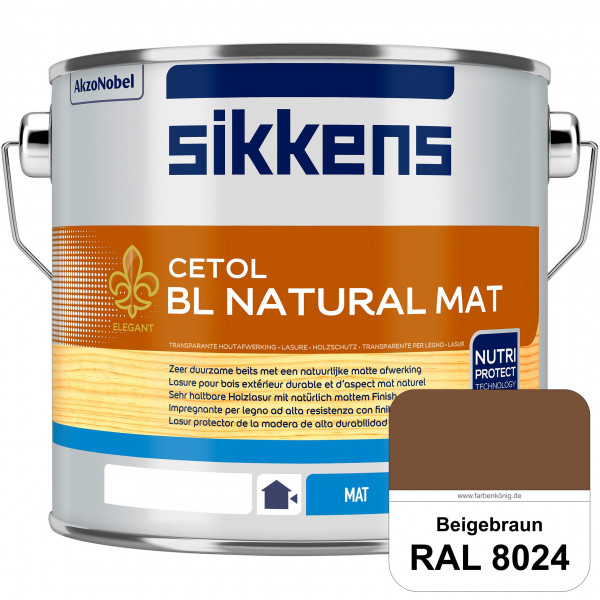 Cetol BL Natural Mat (RAL 8024 Beigebraun) Matte, wasserverdünnnbare Dünnschichtlasur
