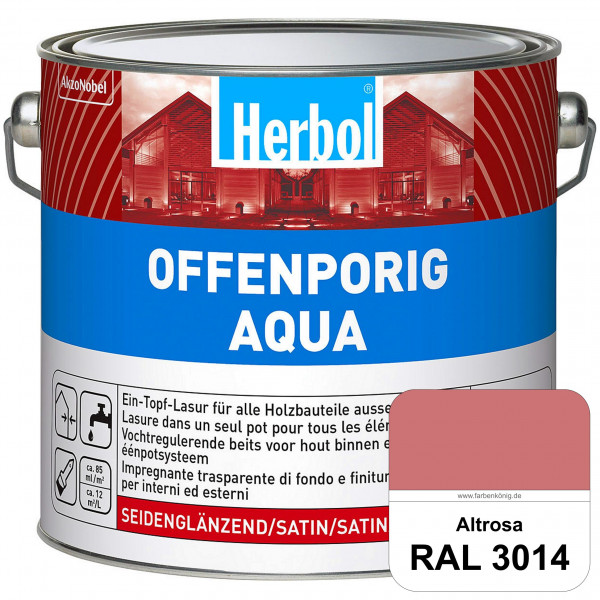 Offenporig Aqua (RAL 3014 Altrosa) Wasserverdünnbar & hochwertige Ein-Topf-Holzlasur - Feuchteschutz