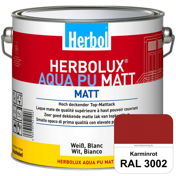 Herbolux Aqua PU Matt (RAL 3002 Karminrot) Top-PU-Mattlack auf Wasserbasis (Innen)