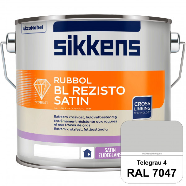 Rubbol BL Rezisto Satin (RAL 7047 Telegrau 4) seidenglänzender und strapazierfähiger Lack (wasserbas