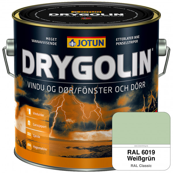 DRYGOLIN Vindu og dør - wetterbeständige Holzschutzfarbe für Außen (RAL 6019 Weißgrün)