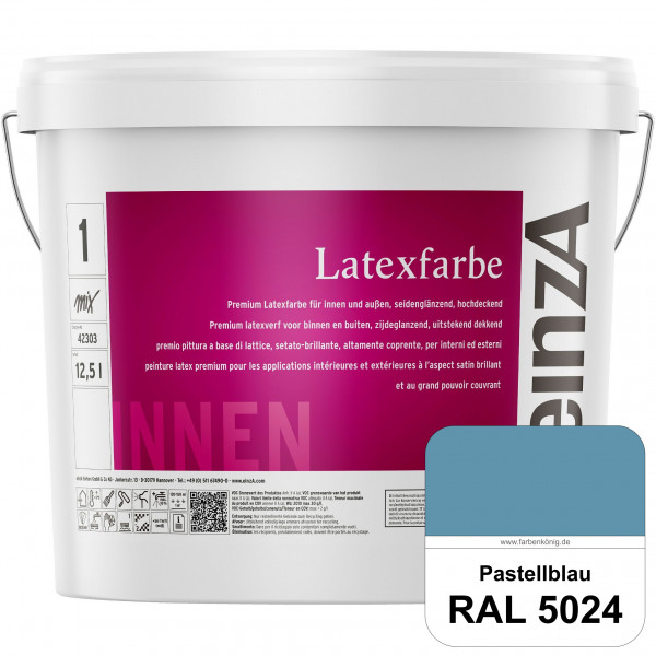 einzA Latexfarbe Premium (RAL 5024 Pastellblau) Hochwertige scheuerbeständige seidenglänzende Latexf