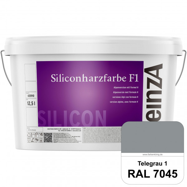 einzA Siliconharzfarbe F1 (RAL 7045 Telegrau 1) Universal Siliconharz-Fassadenfarbe, kalkmatt, wette