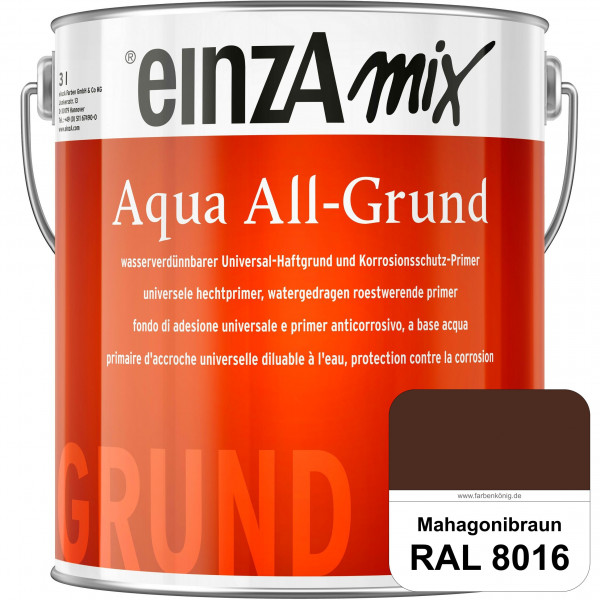 einzA Aqua All-Grund (RAL 8016 Mahagonibraun) Wasserverdünnbarer Haftgrund & Korrosionsschutz-Primer