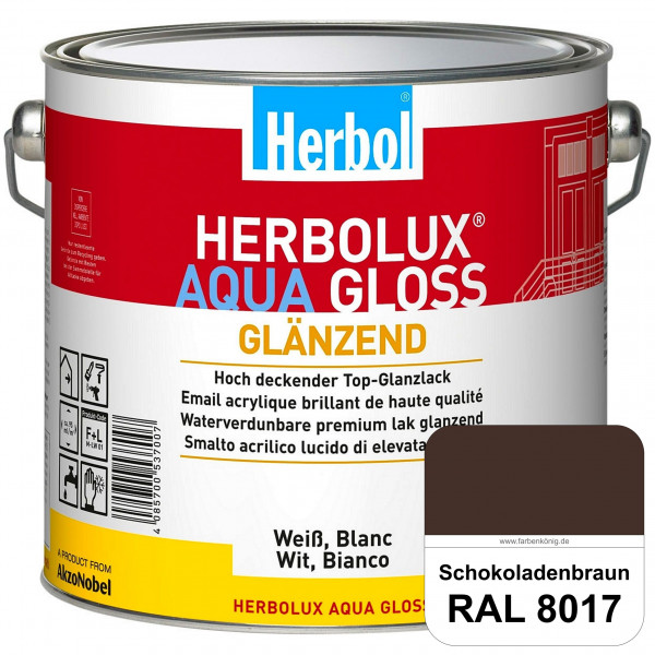 Herbolux Aqua Gloss (RAL 8017 Schokoladenbraun) Wasserverdünnbarer Top-Glanzlack (Innen)