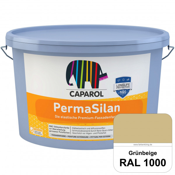 PermaSilan (RAL 1000 Grünbeige) Elastische, diffusionsoffene Fassadenfarbe mit integrierter Nano-Qua