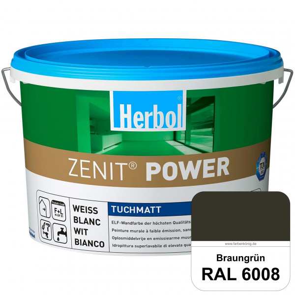 Herbol Zenit Power (RAL 6008 Braungrün) Superdeckende ELF-Wandfarbe